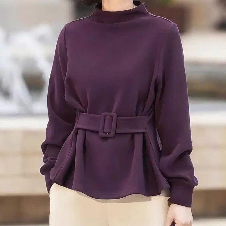 French Design Long Sleeve Warm Top Pullover Slim Fit New Style Fashion Waist Cinched Stylish Sweatshirt For Autumn And Winter