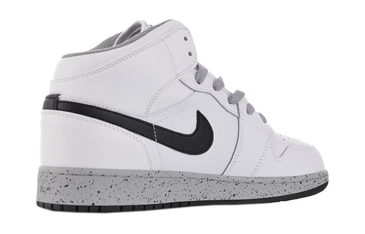 Kids' Sneakers Nike Jordan 1 Mid White Cement (GS) White/Black-Wolf Grey