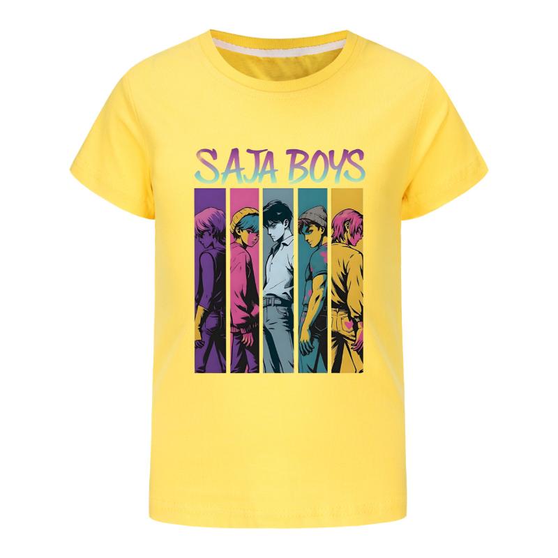 KPOP Dämonenjäger Kinder Anime SAJABOYs T-Shirt Cartoon Kurzarm Sommer Kinder KinderT-Shirt Jungen Mädchen Cartoon Kleidung