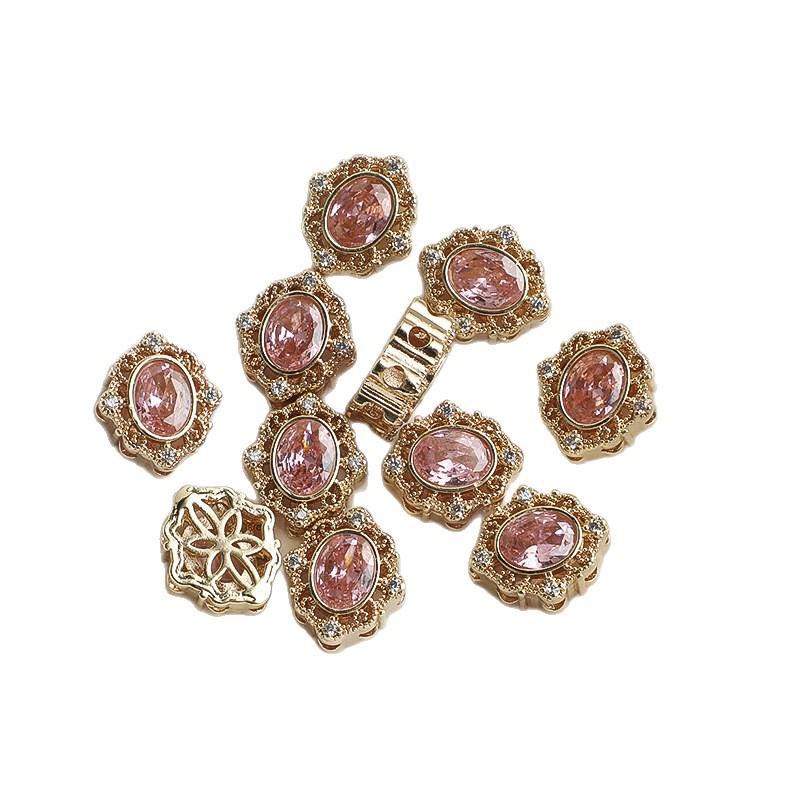 14K Gold-Filled Zircon Lace Rhombus Spacer Beads Round Pearl Necklace DIY Jewelry Accessories