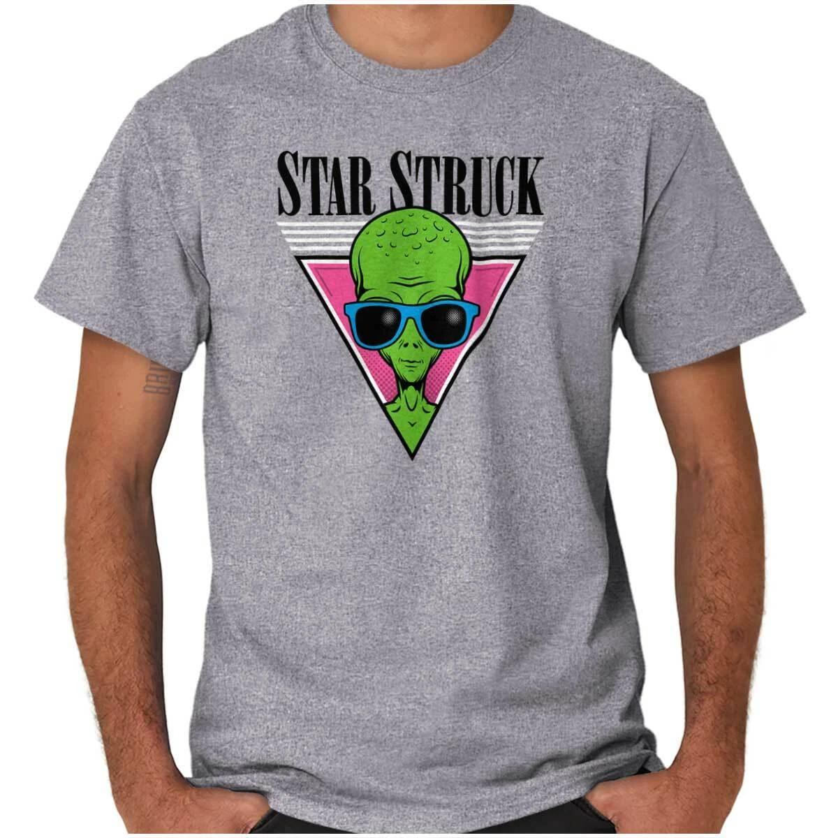 

Funny Outer Space Alien Celeb Star Struck Womens or Mens Crewneck 100% Cotton T-shirt Mens Tees Top Tee L
