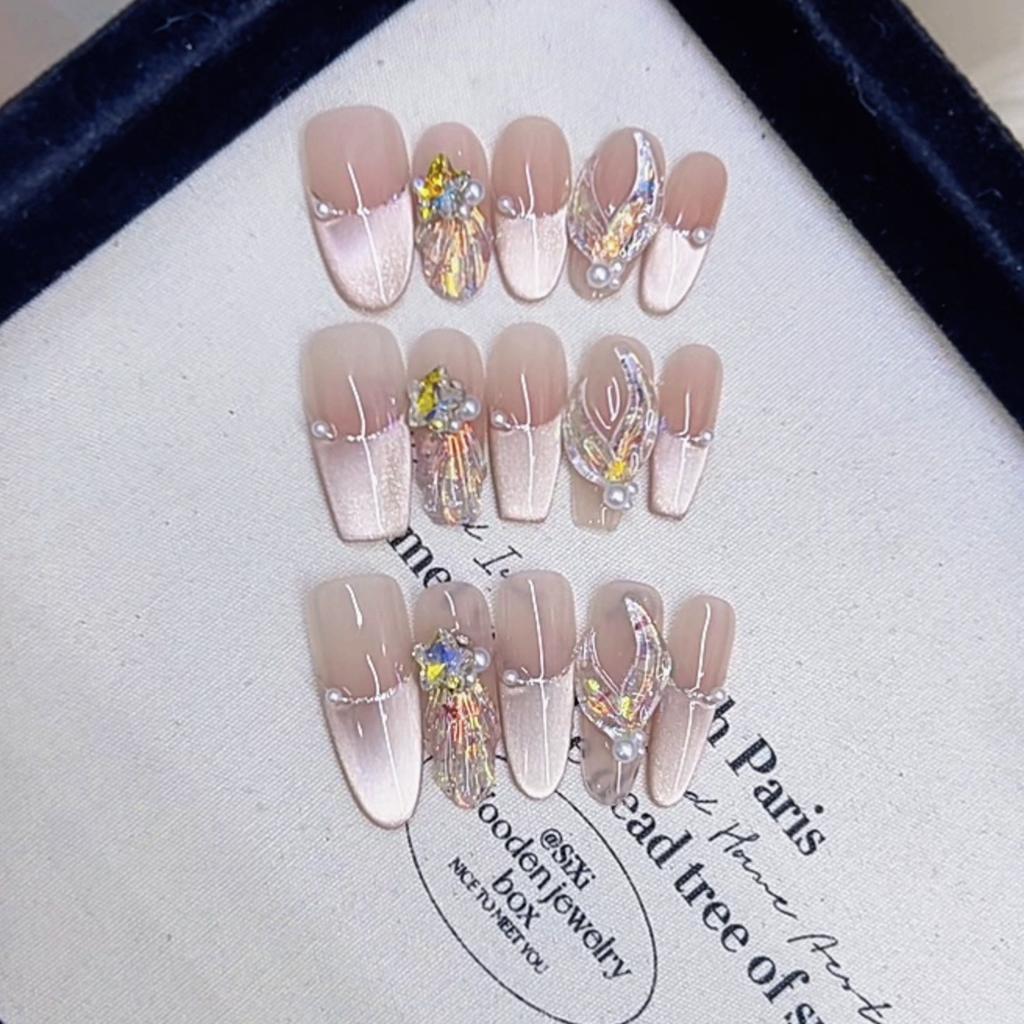 Pure Hand-made Pinching Craftsmanship In Summer New Style Fantasy Color Mermaid Hand-painted Fantasy Color Fishtail Cat Eye Nail Art Sticker