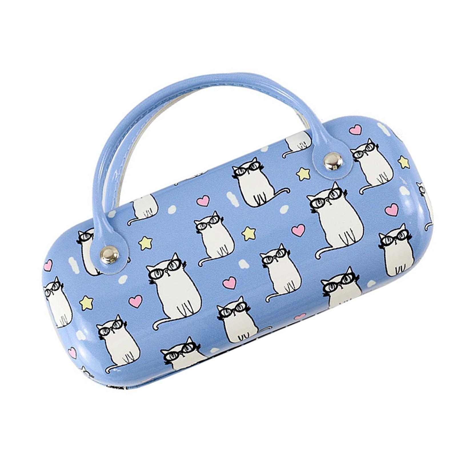 

Футляр для хранения очков с ручкой для работы, повседневного использования, для класса, офиса, держатель для очков, протекторы, чехол для солнцезащитных очков синий