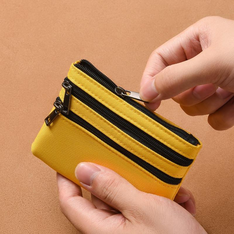 Wickeltasche Herren Damen Schlüsseltasche Dreischichtiger Reißverschluss Stoff-Aufbewahrungstasche Einfache Studenten Mini Canvas Geldbörse