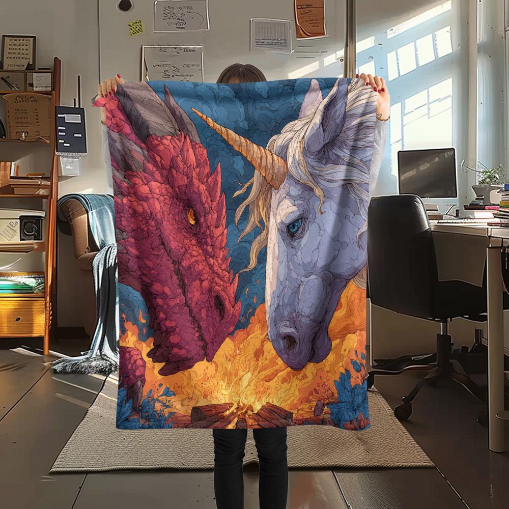 Dragons  Print Flannel Blanket, High quality Comfortable for All Seasons, Home Decor, Warmth and Comfort