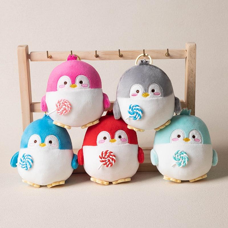 Creative Cute Lollipop Penguin School Bag Pendant Doll Couple Plush Coin Wallet Keychain Hanging Doll Premium Durable