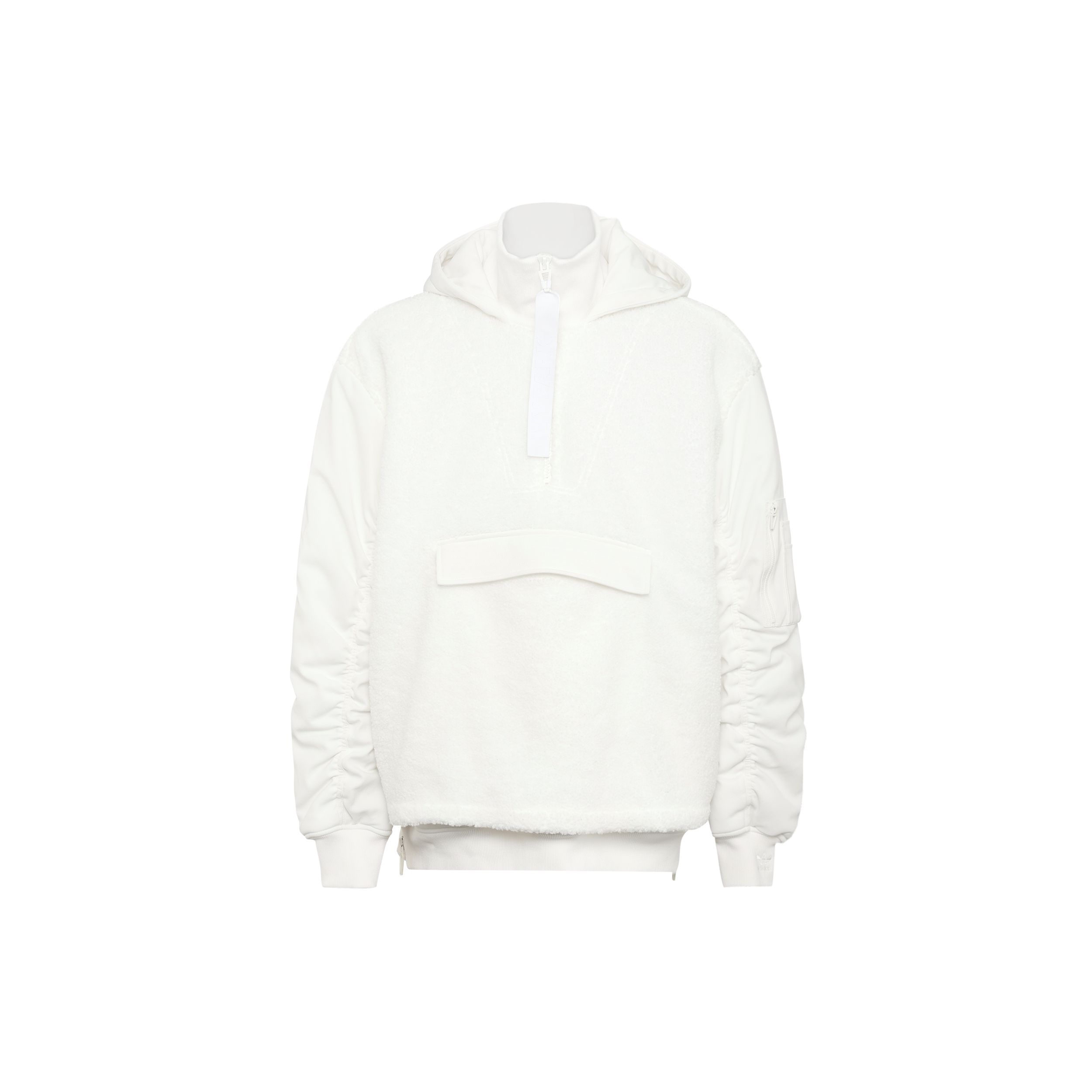 Adidas x Ivy Park Icy Park Relaxed Fit 1/2 Zip Sherpa Hooded Jacket Unisex White H18974 XS
