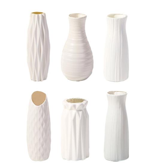Ceramic Look Plastic Vase Nordic Boho Style Vase Modern Flower Arrangement Container for Kitchen Living Bedroom Home Decor