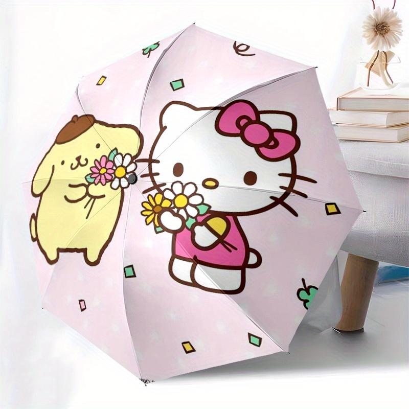 1pc Hello Kitty Pompompurin Flowers Friendship Umbrella with Plastic Handle,Suitable for All Seasons Home Travel Outdoor UmbrellaSanlio565