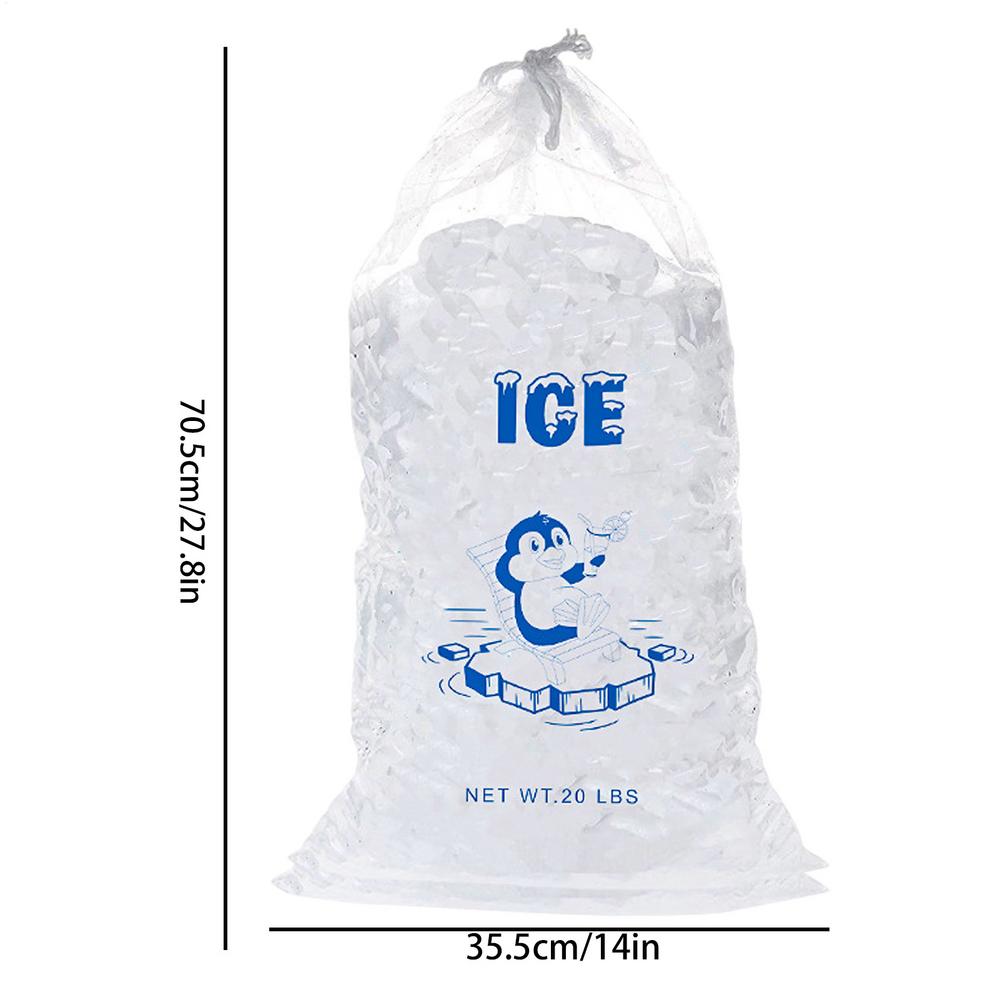 Reusable Plastic Ice Bags With Drawstring 10 Packs 8/10/20lbs Storage Bags For Ice Machine Ice Cubes Bags For Kitchen Storage