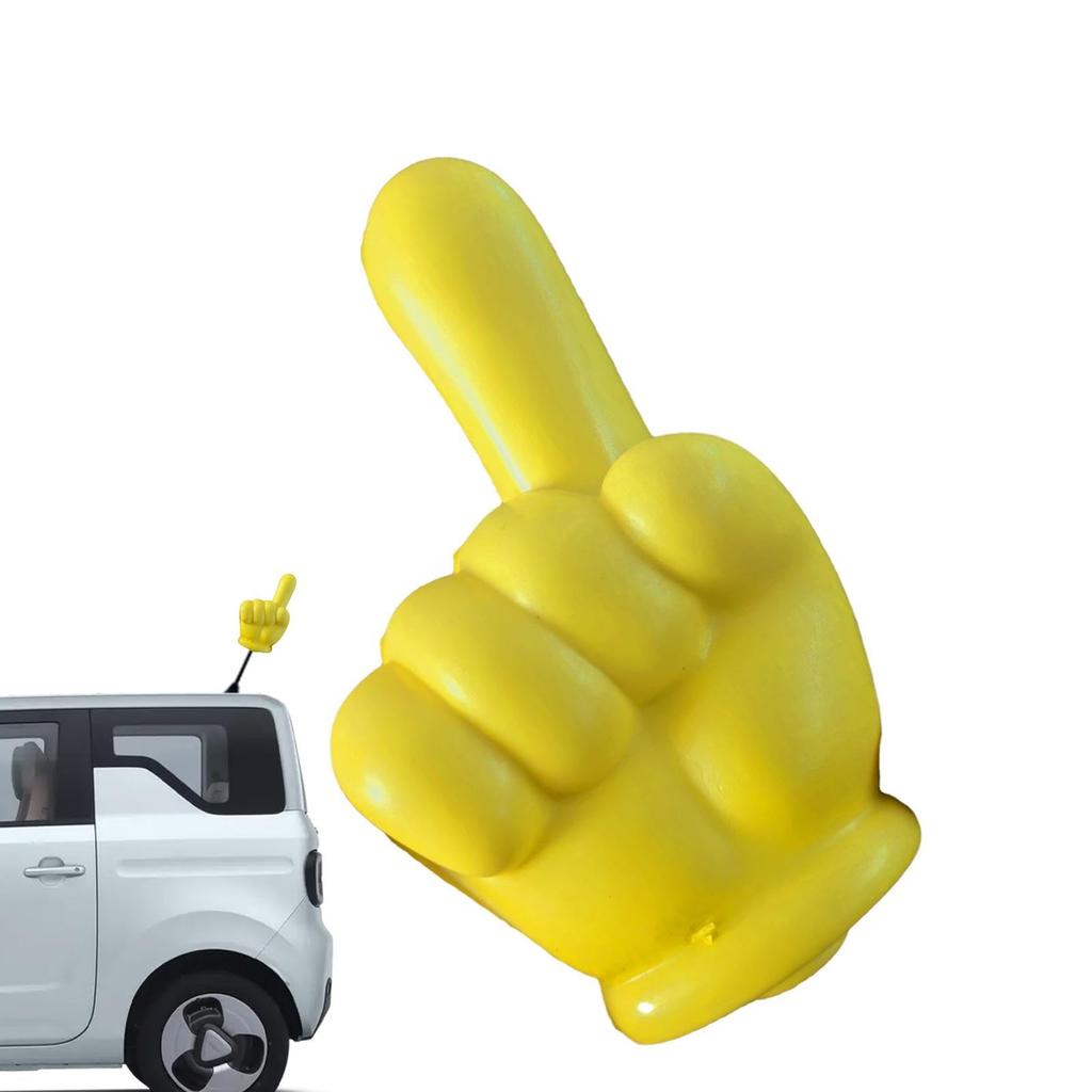 Yellow Index Finger Antenna Topper Ball, Hand Gesture Car Antenna Ball, EVA Foam Car