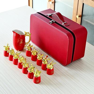 Keramik-Tierkreiszeichen mit Trennwand, Weiße Tasse, Reise-Teeset, Weinparty-Aktivität, Festivalgeschenk