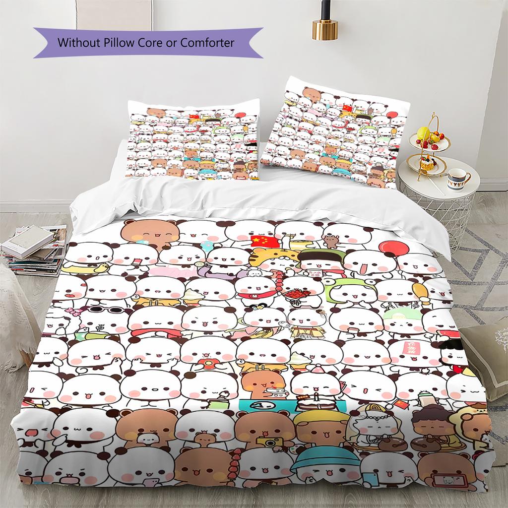 H260212Peach Goma Pattern Bedding,Quilt Set Quilt Cover Pillowcase Home Birthday Gift (1 * duvet cover + 2 * pillowcase, without core)