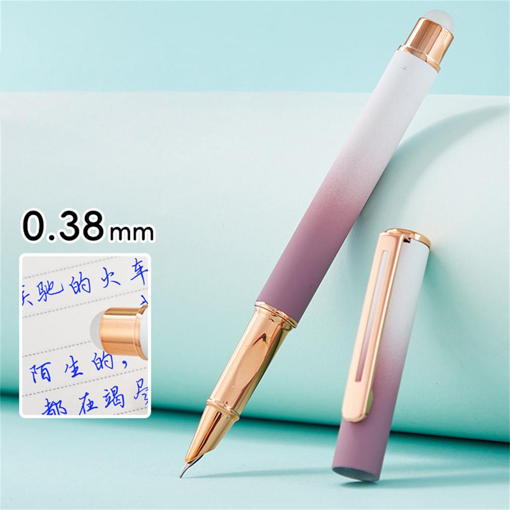 Metal Fountain Pen and 30 Inks Sac Set 0.38mm Tip Erasable for Beginner Student Adult Handwriting Drawing Journaling