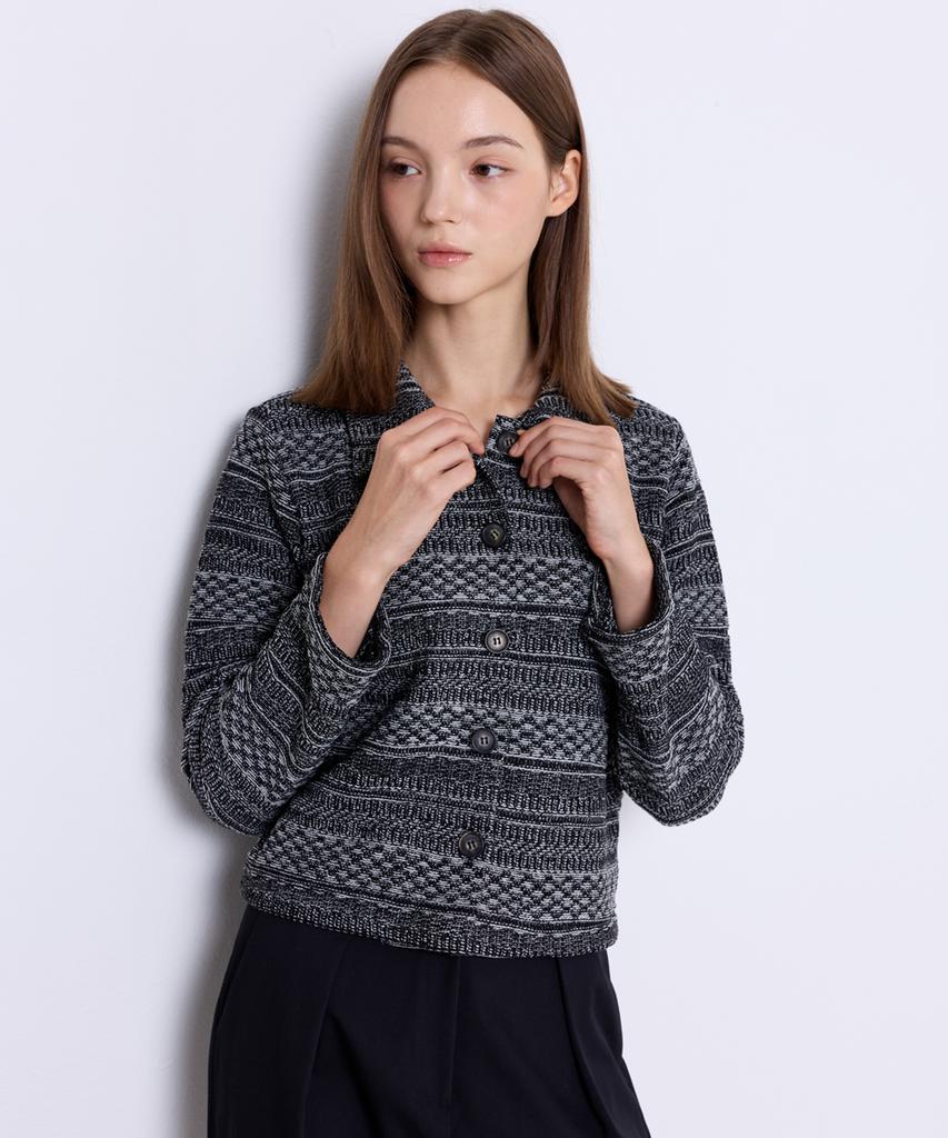 MANAVIS7 Slim Fit Crop Cardigan [Black]
