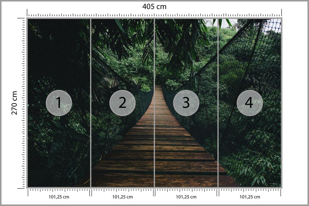 Photomural Suspension Bridge In A Forest Washable Fleece 405x270