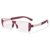 New Frameless Bifocal Reading Glasses Diamond Trimmed Fashion Presbyopia Eyeglasses Blue Light Blocking Eye Protection Eyewear