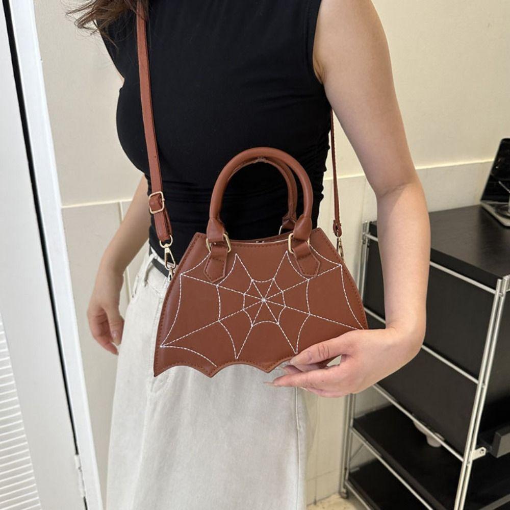 Harajuku Spider Web Shoulder Bag PU Leather Halloween Crossbody Bag Creative Halloween Bag Ladies