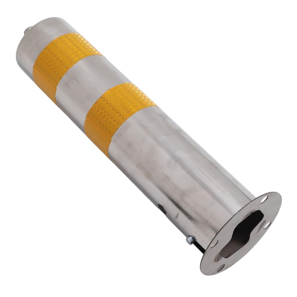 Safety Bollard Post Stainless Steel 55cm Parking Pile Barrier with Yellow Reflective Strip for Road
