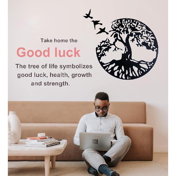 WINUSD Tree of Life Metal Wall Art, 4PCS Tree of Life and Birds of Peace Wall Plaque Decorative Garden Art Hanging Sculpture, Tree of Life Decor,