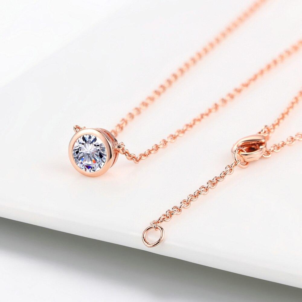 Semplici Collane con Ciondolo Rotondo Piccolo Ragazze Tono Oro Rosa Cristallino Colorato Per Donne Catena al Collo Gioielli Ciondolo Trendy