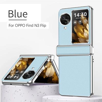 Luxury Funda PC Plating Leather Hinge Case for OPPO Find N3 Flip Case Full Protection Cover Case with Small Screen Film Phone