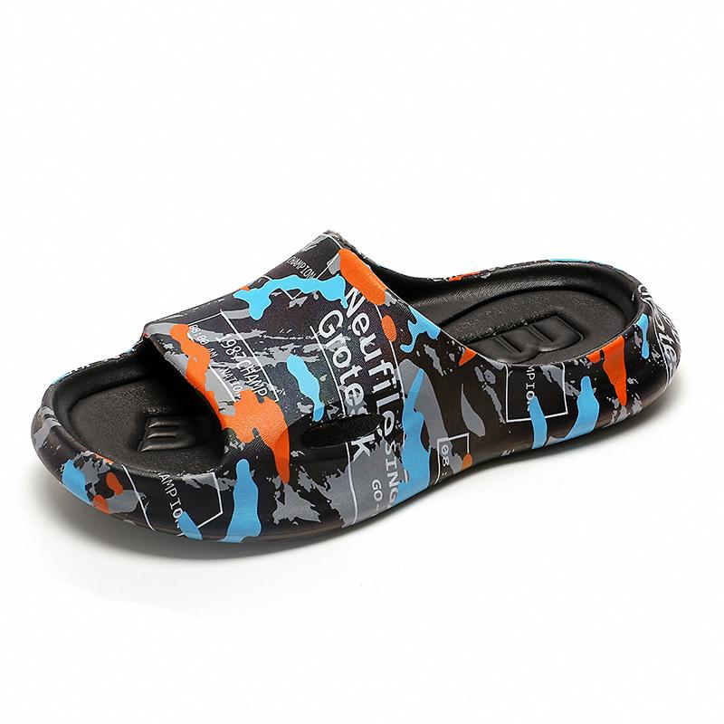 Men's sandals New big size thick-soled casual sports slippers EVA Lightness breathable men's shoes graffiti outdoor beach shoes