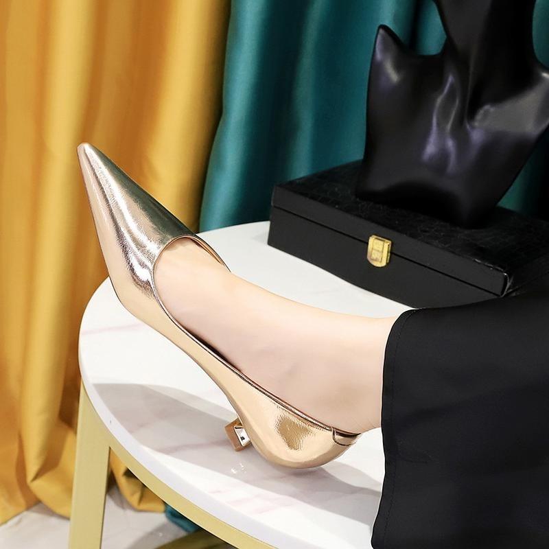 Fashion Mid-Heels 3.5cm Women's Shoes Slim Heels Shallow Mouth Ladies Pumps Ladies Single Stiletto Sexy Banquet Shoes Zapatos De Mujer