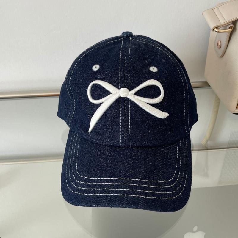 Embroidery Bowtie Hat for Girl Adjustable Spring Baseball Hat Korean Sun Hat Fashion Peaked Caps Cool Hair Decors