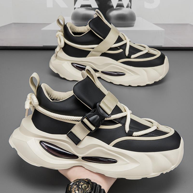 Leather Fashion Thick Sole Heightening Versatile Dad Shoes Korean Version of High-end Comfortable and Breathable One-pedal Sports and Leisure Trend