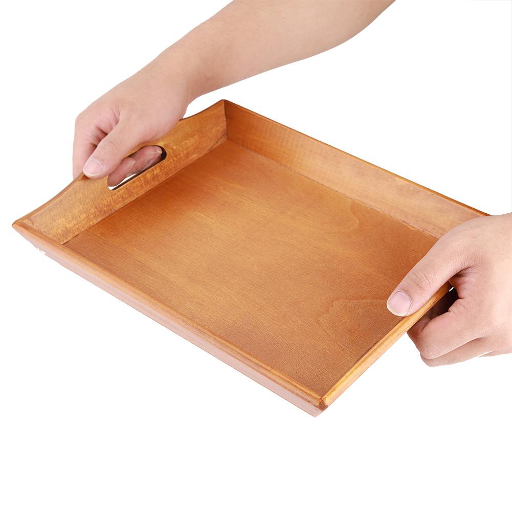 Serviertablett aus Holz, Teller für Teeservice, Obst, Süßigkeiten, Lebensmittel, Handtuch (Dunkle Farbe)