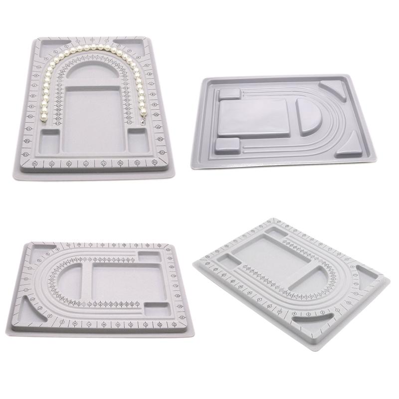 2Pcs Gray Flock Beads Tray Design Boards Kit DIY Beading Bracelet Tools Jewelry Storage Box Tray Diy Jewelry Making