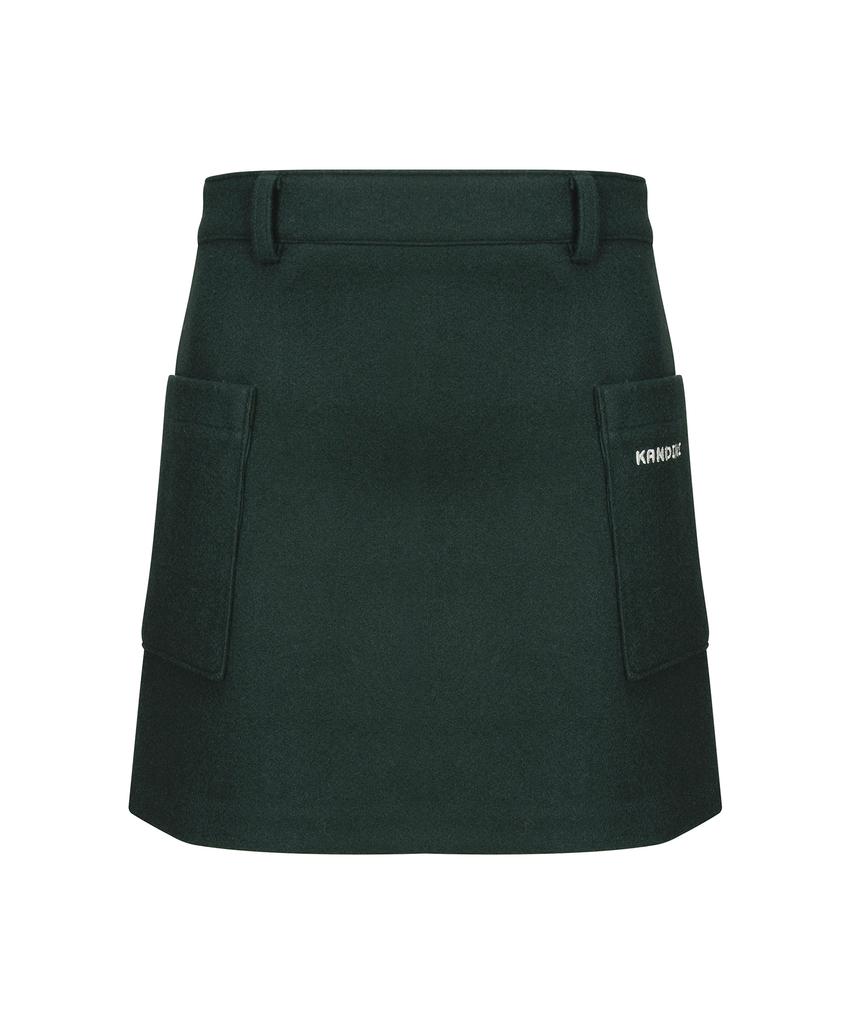 Candini Deep Green Wool-Touch Pocket Skirt