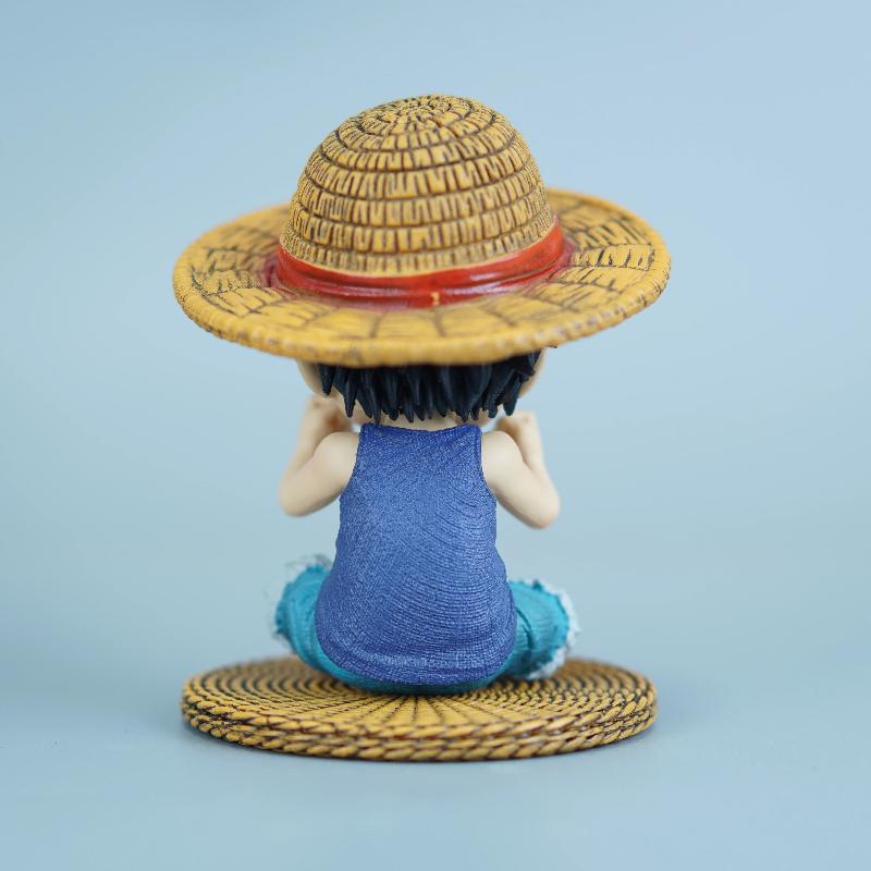 9cm Anime One Piece Childhood Luffy Sitting Posture Figures Small Size PVC Character Model Toy Desktop Ornament Collectible Gift