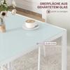Square Dining Table for 4 People, Tempered Glass Tabletop, for Kitchen and Dining Room, 75 x 75 x 75 cm, White