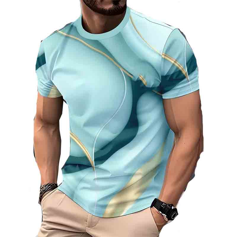 Men's Fashion 3D Printed Men's T-Shirt Crew Neck Short Sleeve Summer Crew Neck T-Shirt Casual Wear Polyester Fiber Regular