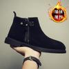 Chelsea Leather Boots Men's 2025 Autumn and Winter New Fleece Thickened Cotton Shoes Youth Medium and High Top Men's Martin Boots Tide