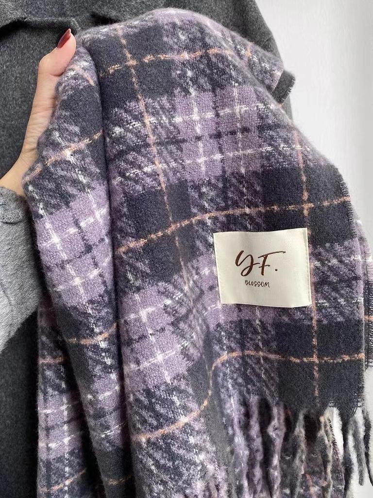 Xiaomi fall/winter cozy faux cashmere scarf - women's warm retro long shawl, korean style ins cold weather neck warmer for men