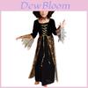 Enchanting Halloween Witch Dress For Girls With Golden Spider Web Tulle Long Skirt