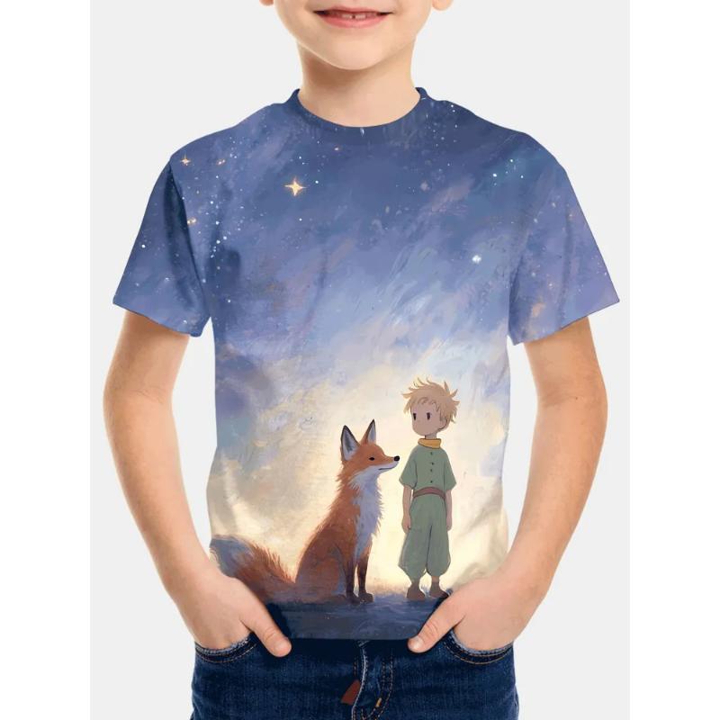 Fashion Children's Clothing Crew Neck Short Sleeve 3D Casual Color Printing Casual Short Sleeve Crew Neck T-Shirt