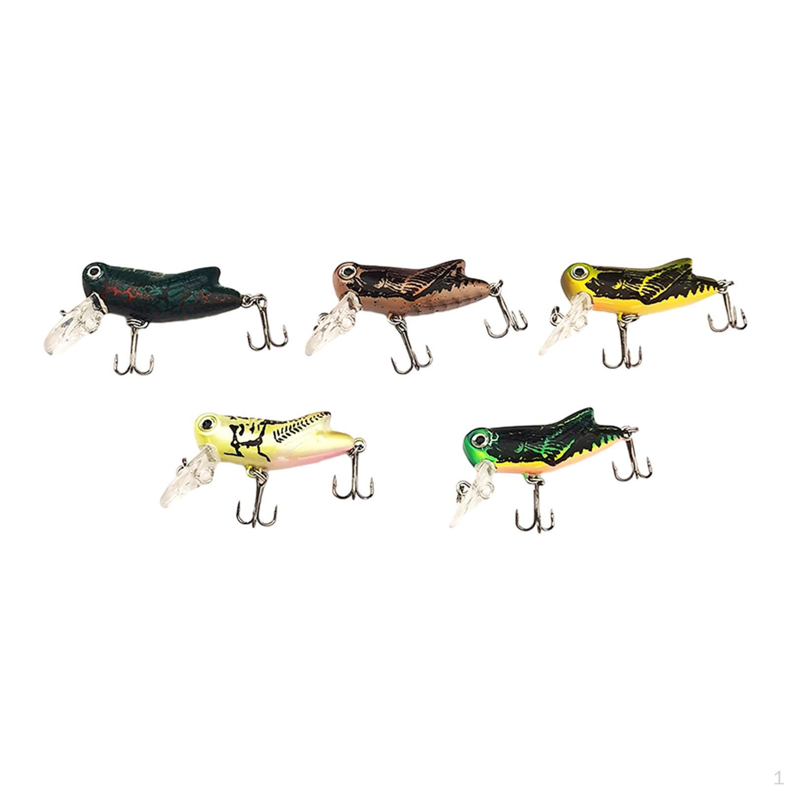 5Pcs Grasshopper Fishing Lure, Hard Baits, Crankbaits Lures Baits for Trout Salmon