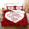 3D Red Rose Valentine'S Day Gift Duvet Cover Set With Pillowcases Marry Comforter Bedding Sets For Wedding Double Bed Set Girls