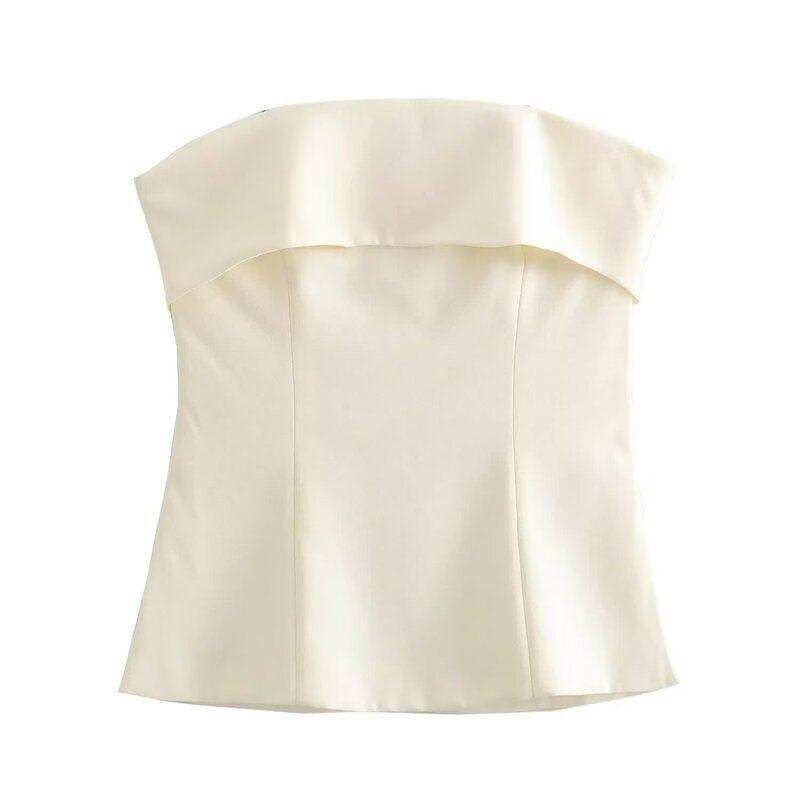 

Fashion Style 2024 Spring New Arrival Women s Clothing Stylish Elegant off-Shoulder Bandeau One-Shoulder Tops High Waist Pants Tops L