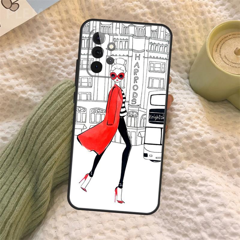 Harrods Shopping Girl Hülle Für Samsung Galaxy A06 A26 A16 A56 A36 A05 A22 A32 A52 A54 A34 A14 A55 A15 A53 A33 A35