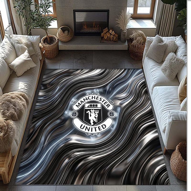 Tappeto in Flanella Stampato Manchester United Antiscivolo Morbido Poliestere Tappeto per Pavimento Tappetino Decorativo per Interni per Camera da Letto Soggiorno Divano