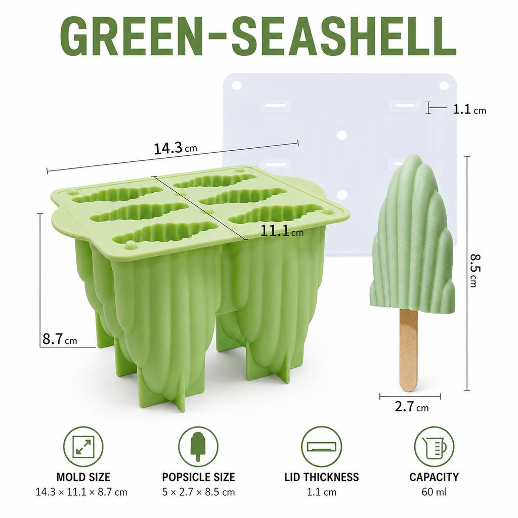 Silikon-Eis am Stiel Formen Einzigartiger Spiral- und Muschel-Eis am Stiel-Hersteller Flexibles Wiederverwendbares Eiscreme-Tablett für Hausgemachte Sommer-Leckereien