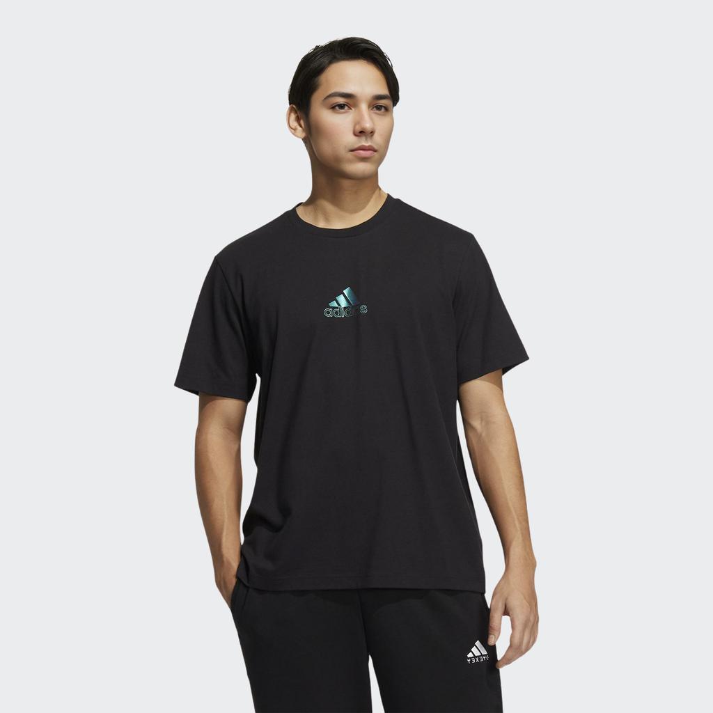 Adidas Minimalist Letter Logo Print Casual Sports Round Neck Short Sleeve T-Shirt Men Tops Black HM2978
