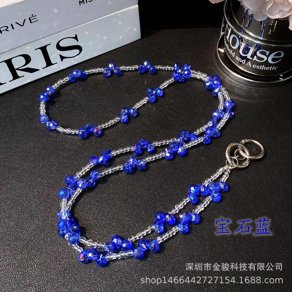 Phone Chain Crossbody Crystal Beads Long Chain Can Be Carried on Back Simple Shoulder Handmade Chain Ins Water Drop Beads Bag Hanging