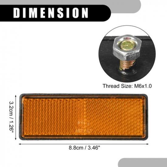 4pcs 3.46"x1.26" Universal Reflector Rectangle Motorbike Reflector Red Orange