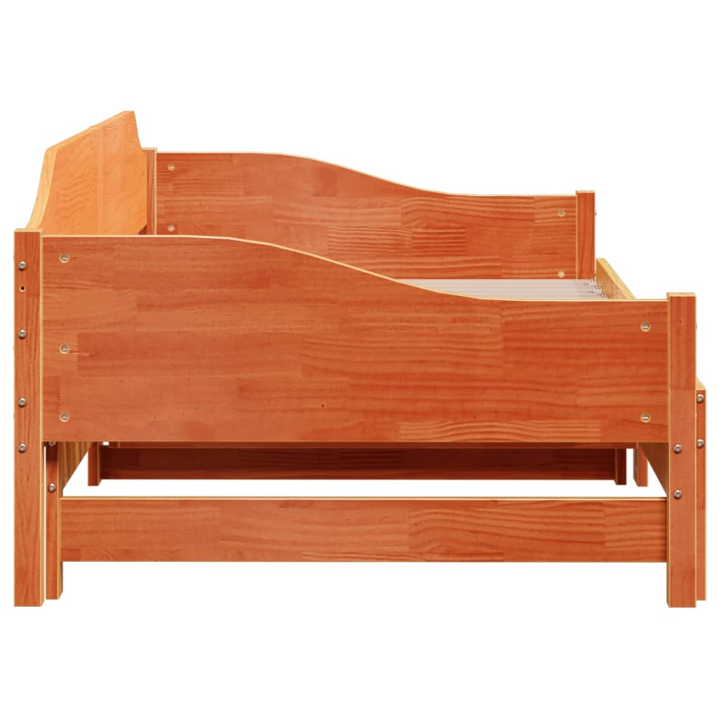 Extendable Daybed in Wax Brown 80 x 200 cm Solid Pine Wood